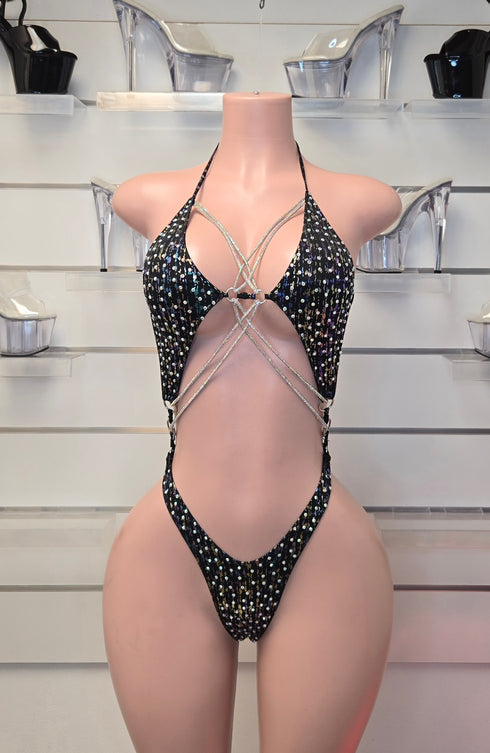 Body dos aros con cordon de Cristal with stone - On Request